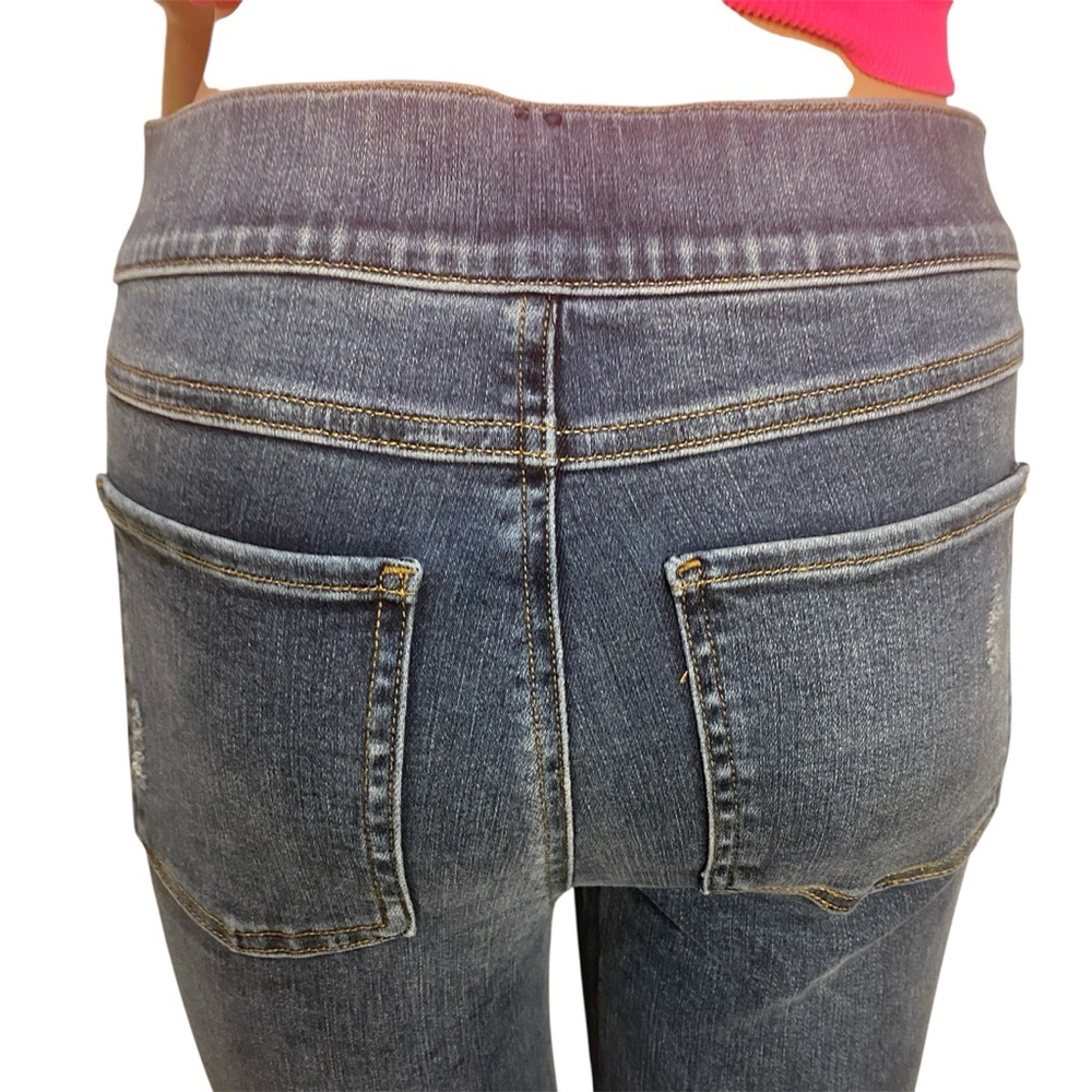 SPANX Distressed Denim Leggings Ankle Stretch Medium Wash Blue Size Small NWT - Picture 7 of 12